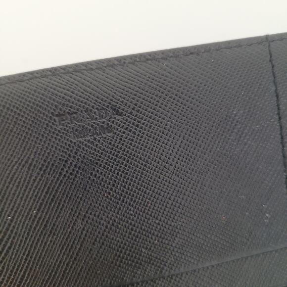 PRADA Vintage Tessuto Nero Black Nylon Leather Logo Plate Wallet Large Envelope - Picture 4 of 15